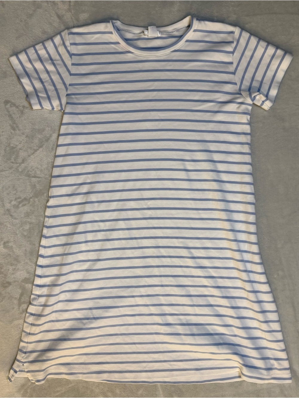 LAKE Pajamas 100% Pima Cotton Short Sleeve Nightgown Blue Stripe XS